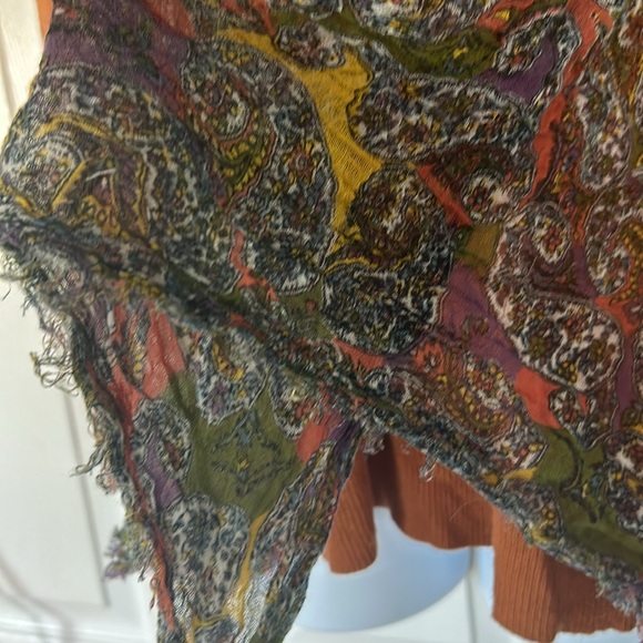 MNG by Mango Paisley Lightweight Scarf Sage, Yellow, White, Purple - Picture 9 of 11